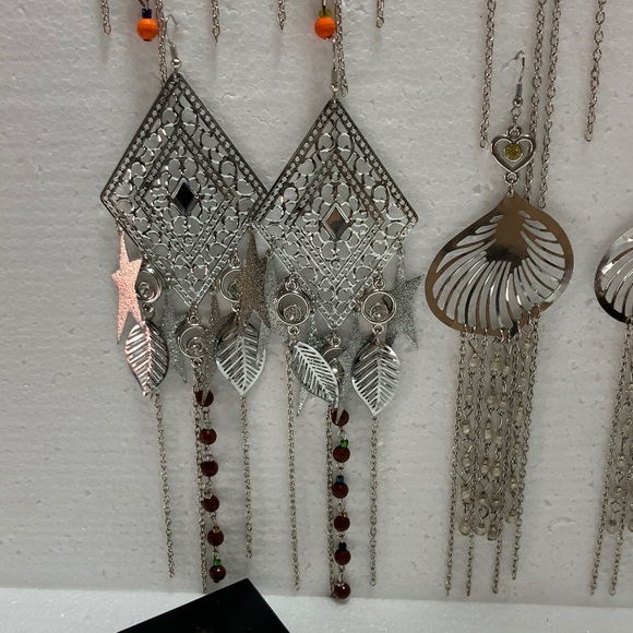 Silver bundle of 8 sets Dangle/ chandelier Earrings vacation events ceremonies - Picture 10 of 10